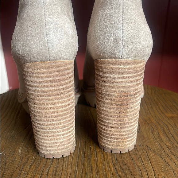 Vince Camuto Cream Heeled Boots with Suede Finish - Picture 11 of 12